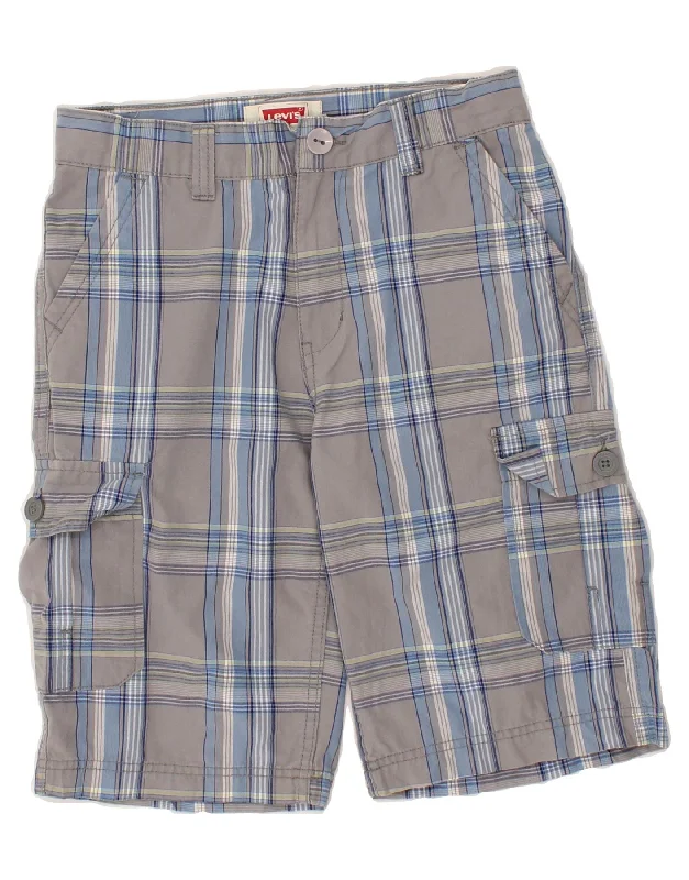 LEVI'S Boys Cargo Shorts 13-14 Years W24  Grey Check Cotton