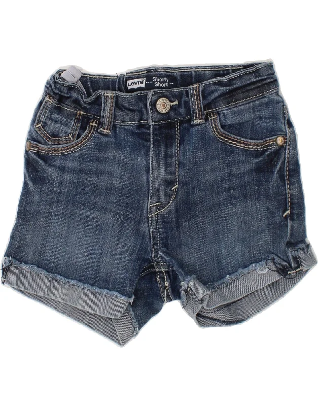 LEVI'S Girls Shorty Denim Shorts 5-6 Years W21 Blue Cotton