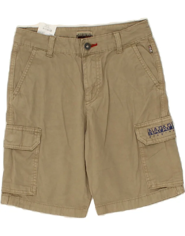 NAPAPIJRI Boys Graphic Cargo Shorts 7-8 Years W24  Khaki Cotton