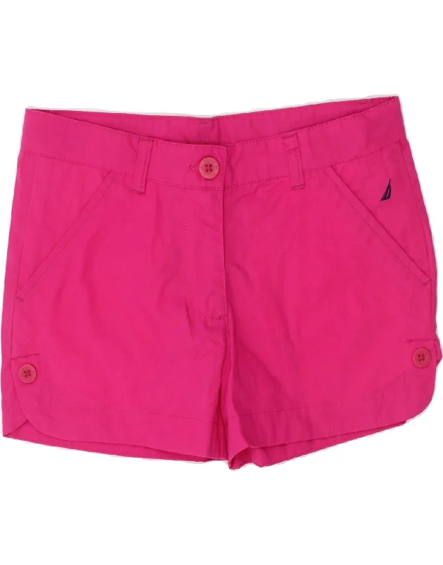 NAUTICA Girls Chino Shorts 7-8 Years W25  Pink Cotton