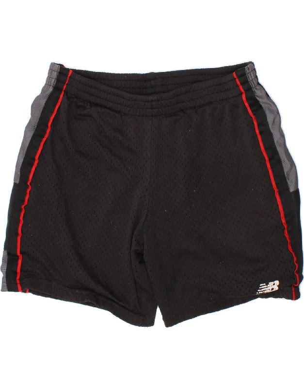 NEW BALANCE Boys Sport Shorts 5-6 Years Black Colourblock Polyester