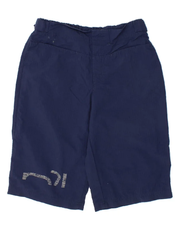 NIKE Boys Casual Shorts 7-8 Years XL W24 Navy Blue Check Nylon