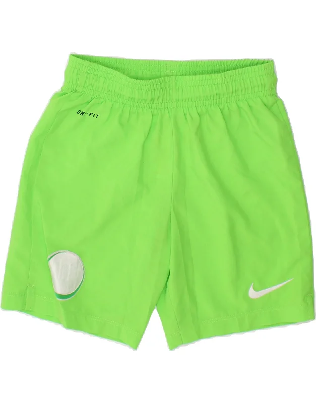 NIKE Boys Dri Fit Graphic Sport Shorts 6-7 Years XS Green Polyester