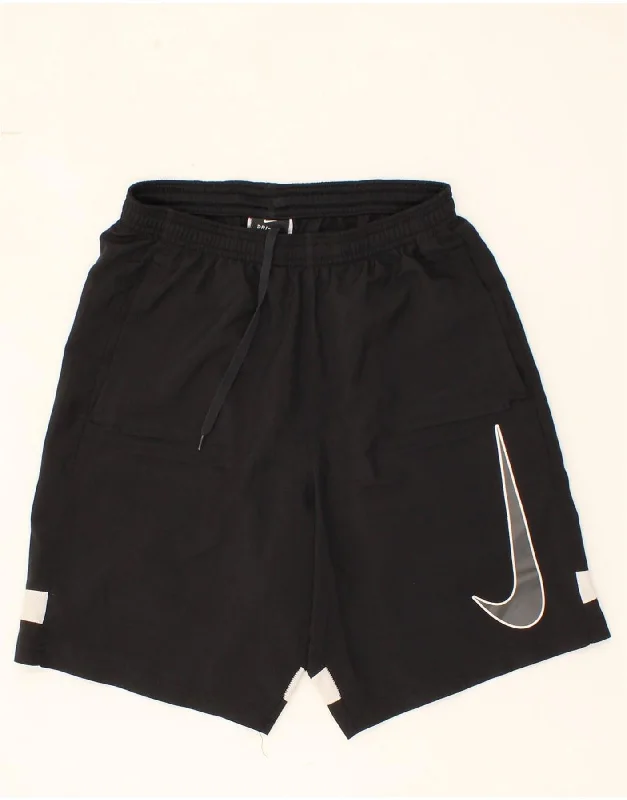 NIKE Boys Dri Fit Graphic Sport Shorts 7-8 Years XS Black Polyester