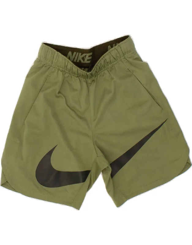 NIKE Boys Dri Fit Graphic Sport Shorts 8-9 Years Small  Green Polyester