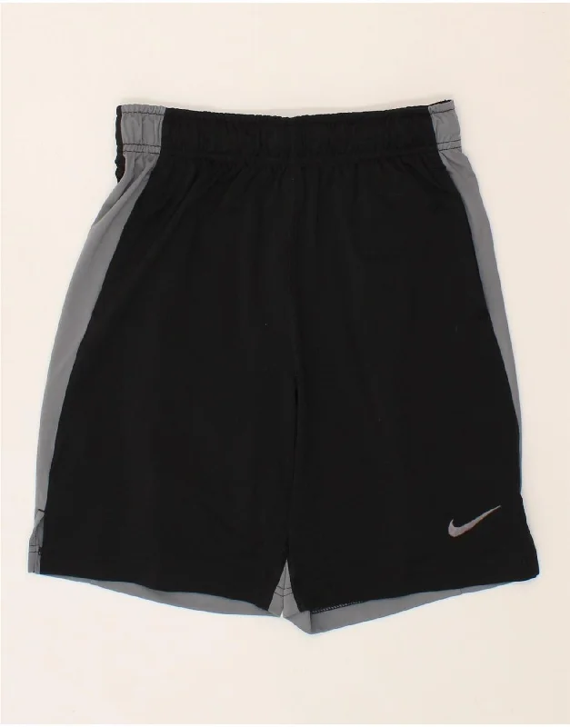 NIKE Boys Dri Fit Sport Shorts 10-11 Years Medium Black Colourblock