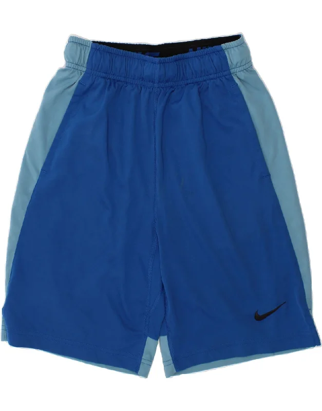 NIKE Boys Dri Fit Sport Shorts 10-11 Years Medium Blue Polyester