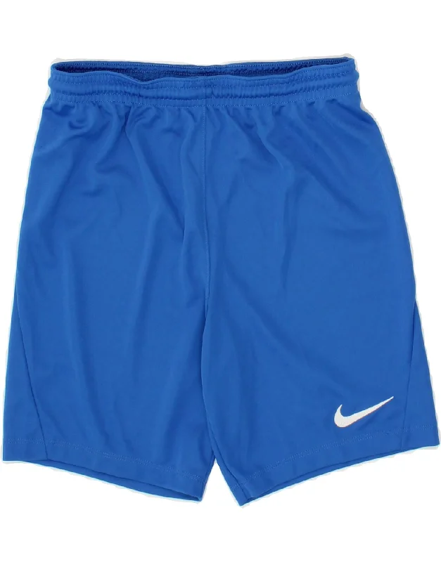 NIKE Boys Dri Fit Sport Shorts 10-11 Years Medium Blue Polyester