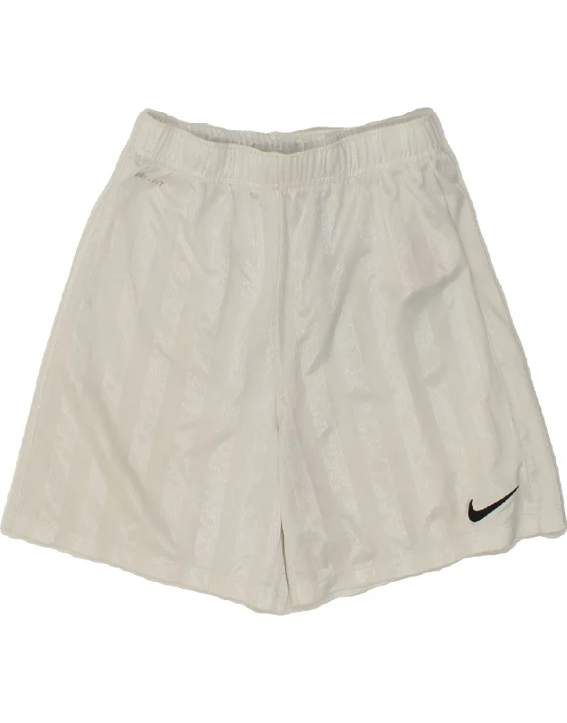 NIKE Boys Dri Fit Sport Shorts 12-13 Years Large White Striped Polyester