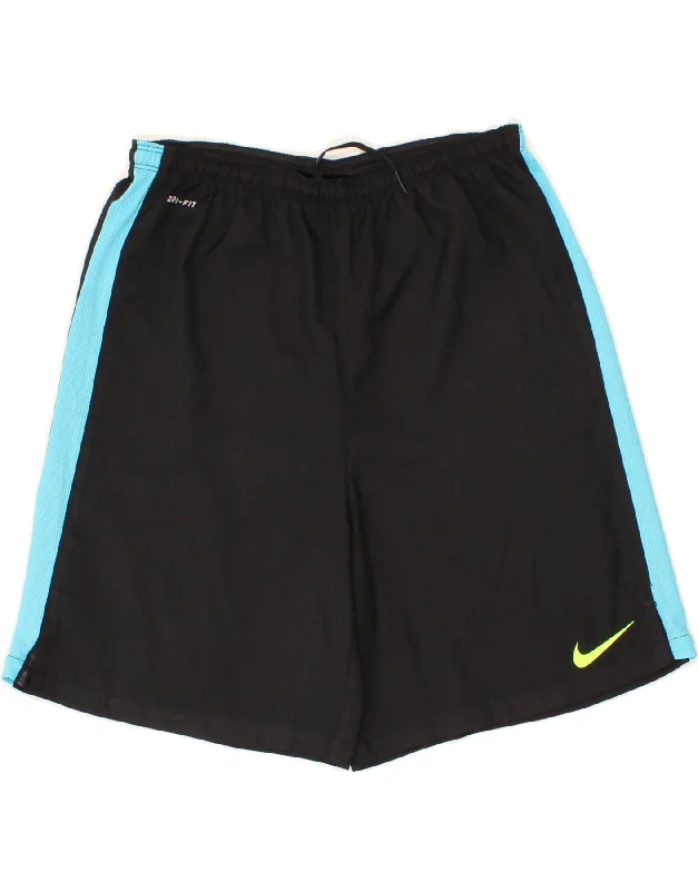 NIKE Boys Dri Fit Sport Shorts 13-14 Years XL Black Colourblock