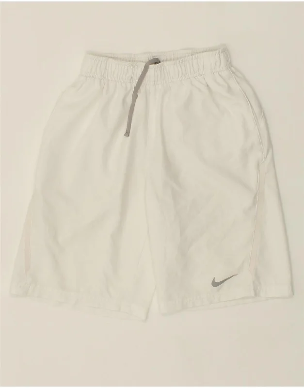 NIKE Boys Dri Fit Sport Shorts 8-9 Years Small White Polyester