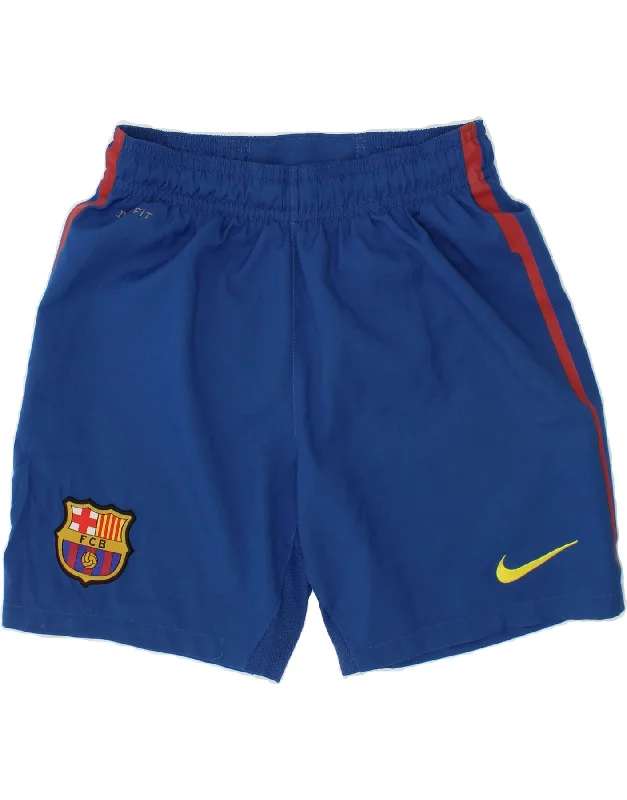 NIKE Boys FCB Sport Shorts 8-9 Years Small Blue Polyester