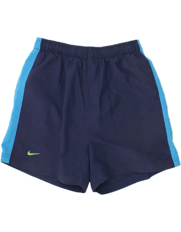 NIKE Boys Graphic Sport Shorts 11-12 Years Medium  Navy Blue Colourblock