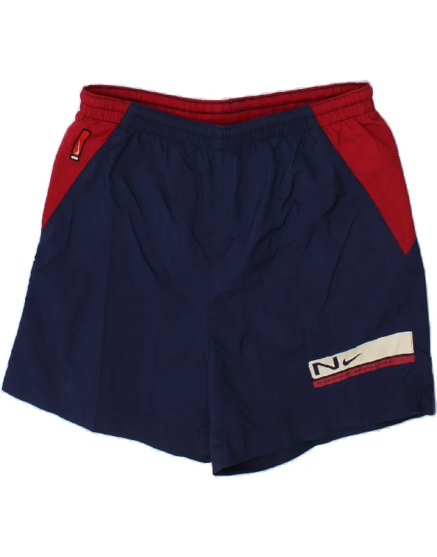 NIKE Boys Graphic Sport Shorts 14-15 Years Large Navy Blue Colourblock