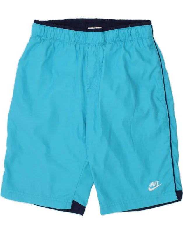 NIKE Boys Graphic Sport Shorts 8-9 Years Small Blue Polyester