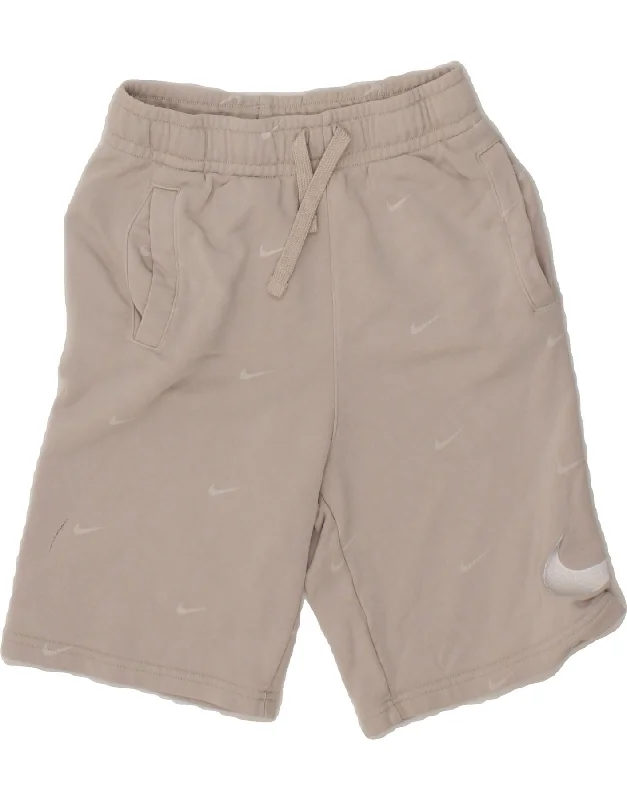 NIKE Boys Graphic Standard Fit Sport Shorts 12-13 Years Large Grey Cotton