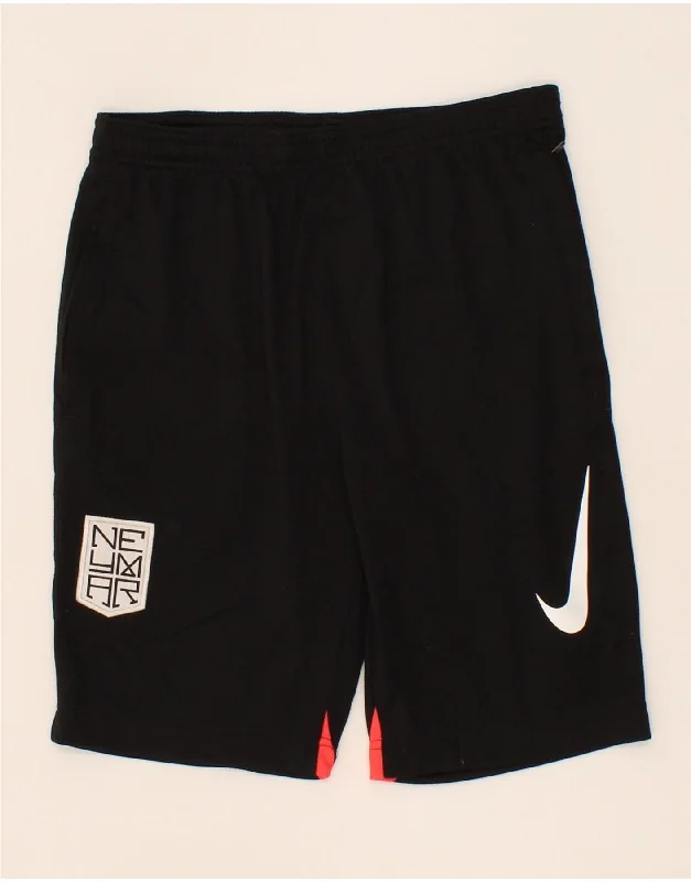 NIKE Boys Neymar Graphic Sport Shorts 12-13 Years Large Black Polyester