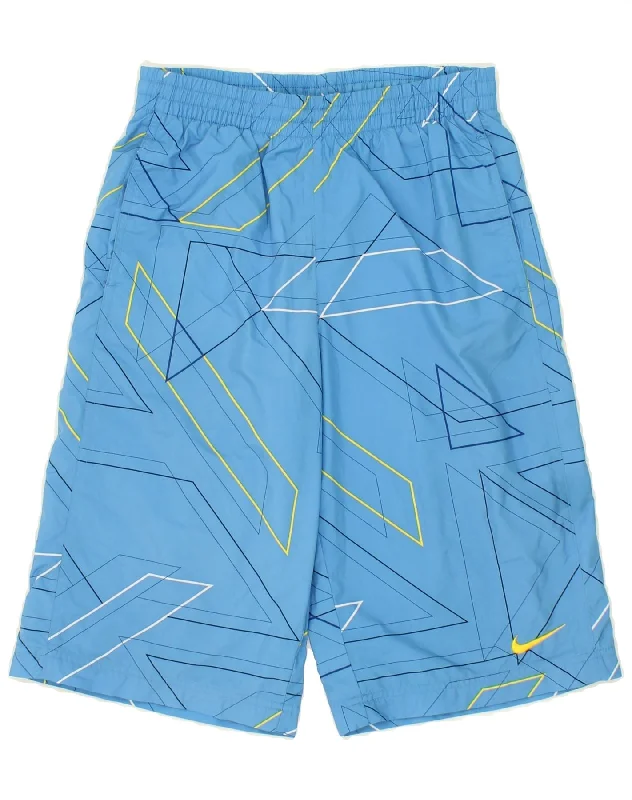 NIKE Boys Sport Shorts 10-11 Years Medium Blue Geometric Polyester