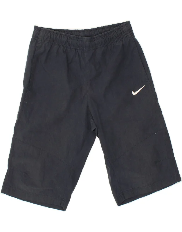 NIKE Boys Sport Shorts 10-11 Years Medium Navy Blue Polyester