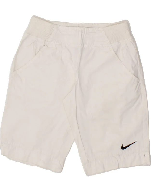 NIKE Boys Sport Shorts 10-11 Years Medium White Cotton