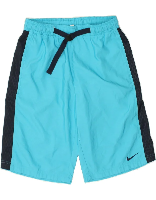 NIKE Boys Sport Shorts 13-14 Years XL Blue Colourblock Polyester