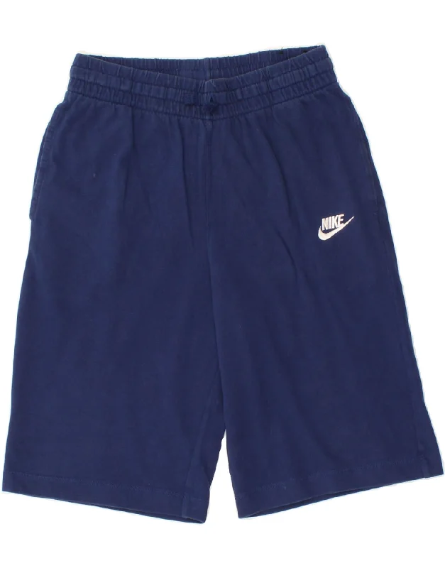 NIKE Boys Sport Shorts 13-14 Years XL Navy Blue Cotton