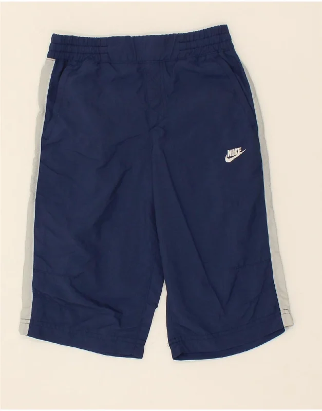 NIKE Boys Sport Shorts 6-7 Years Large Navy Blue Colourblock Polyester