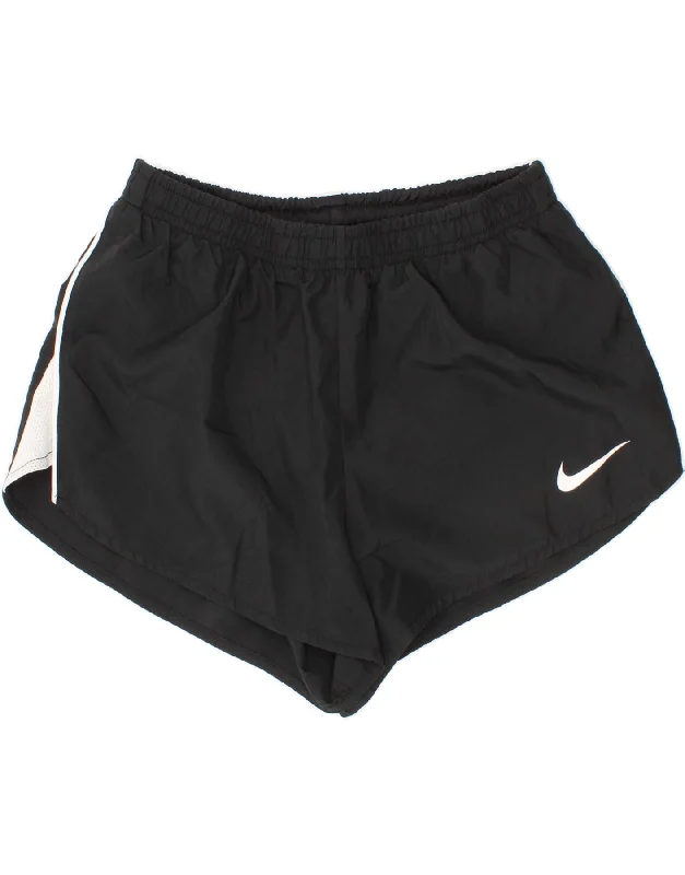 NIKE Girls Dri Fit Sport Shorts 10-11 Years Medium Black Polyester