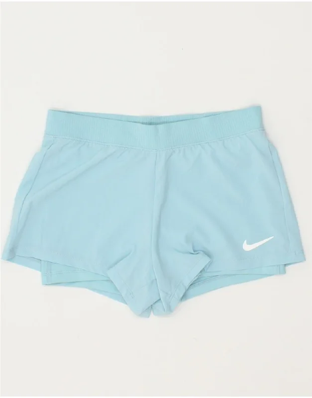 NIKE Girls Dri Fit Sport Shorts 8-9 Years Small Blue