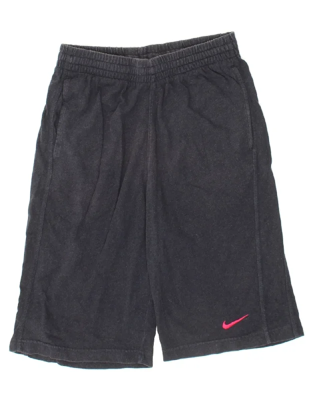 NIKE Girls Sport Shorts 12-13 Years Large Navy Blue Cotton