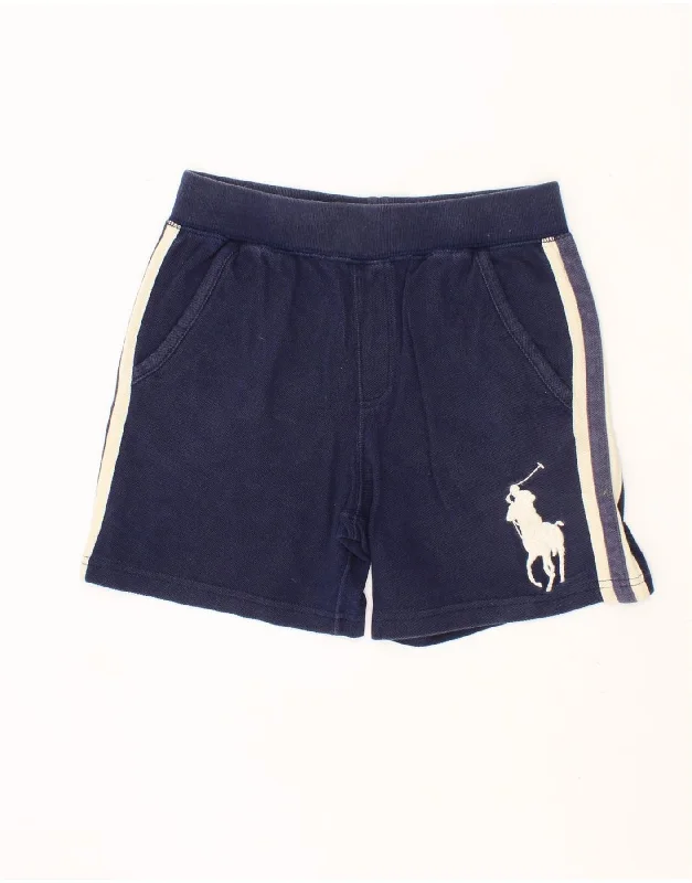 POLO RALPH LAUREN Boys Graphic Sport Shorts 5-6 Years Navy Blue Striped