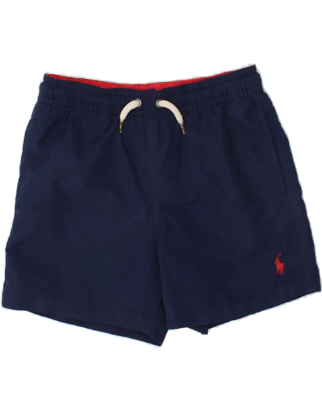 POLO RALPH LAUREN Boys Swimming Shorts 4-5 Years Navy Blue Polyester