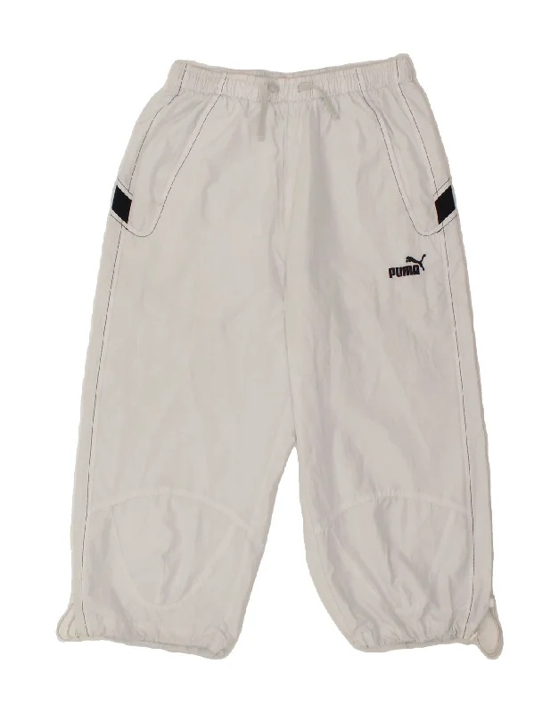 PUMA Boys Graphic Bermuda Sport Shorts 15-16 Years Off White Polyester