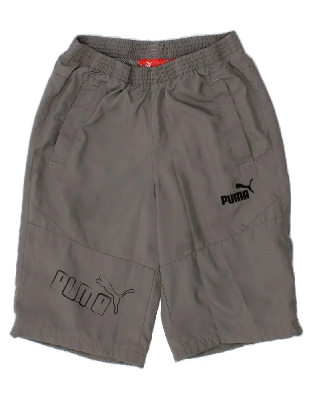 PUMA Boys Graphic Sport Shorts 5-6 Years Grey Polyester