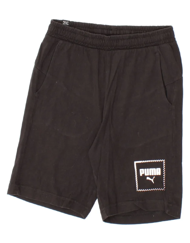 PUMA Boys Graphic Sport Shorts 9-10 Years Black Cotton