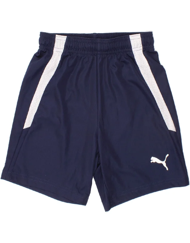 PUMA Boys Sport Shorts 9-10 Years Navy Blue Colourblock