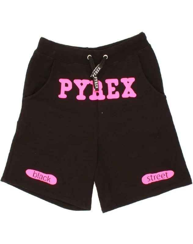 PYREX Girls Graphic Sport Shorts 13-14 Years XL Black Cotton