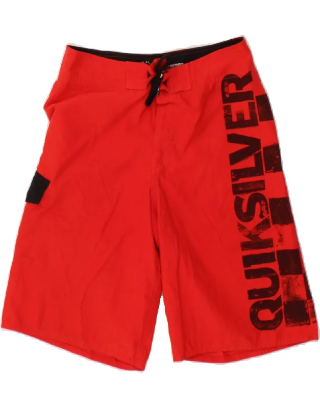 QUIKSILVER Boys Graphic Swimming Shorts 13-14 Years Red Nylon