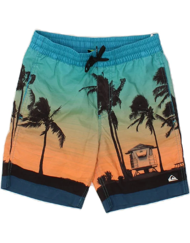 QUIKSILVER Boys Hawaiian Swimming Shorts 11-12 Years Medium Blue