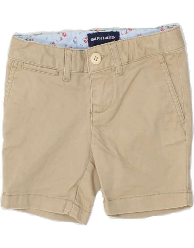 RALPH LAUREN Baby Girls Classic Chino Shorts 18-24 Months W18 Beige Cotton