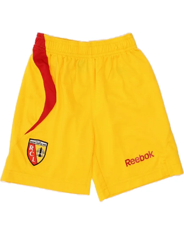 REEBOK Boys Graphic Sport Shorts 5-6 Years Yellow Colourblock Polyester