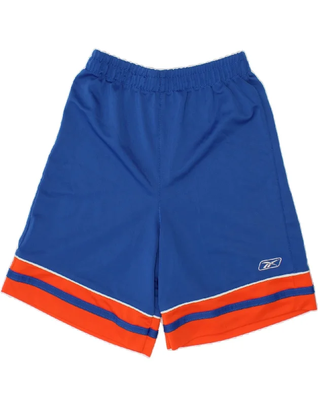 REEBOK Boys Sport Shorts 5-6 Years Blue Colourblock Polyester