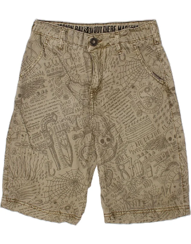 SCORPION BAY Boys Graphic Chino Shorts 8-9 Years Medium W24  Grey Cotton