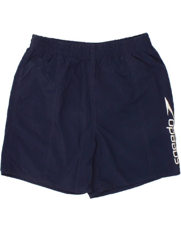 SPEEDO Boys Graphic Swimming Shorts 13-14 Years 2XL Navy Blue Nylon