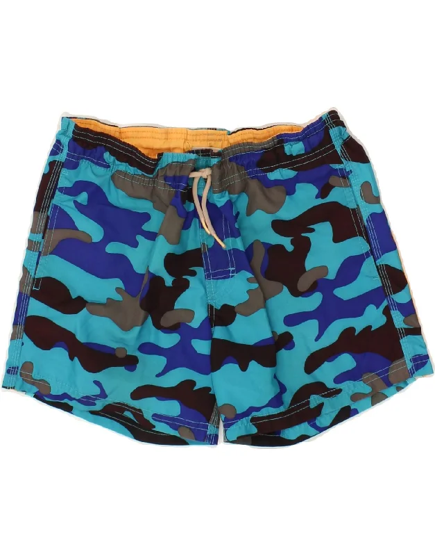 SUNDEK Boys Swimming Shorts 11-12 Years Blue Camouflage Polyester