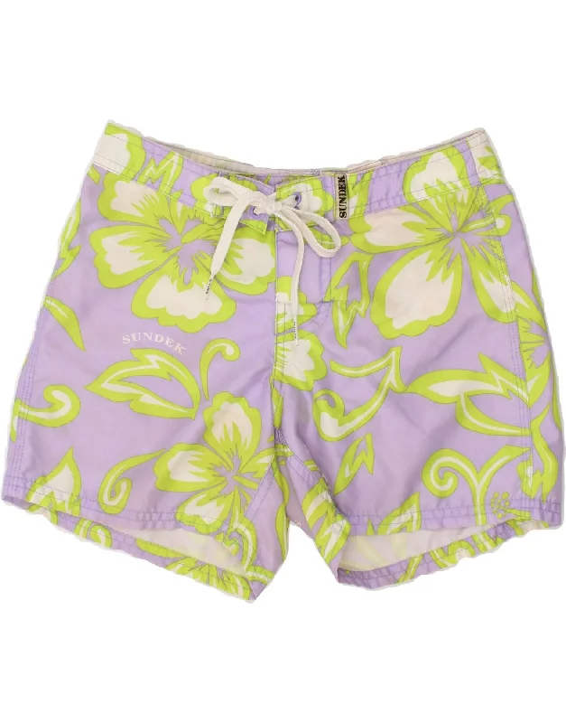 SUNDEK Boys Swimming Shorts 7-8 Years Purple Floral Polyester