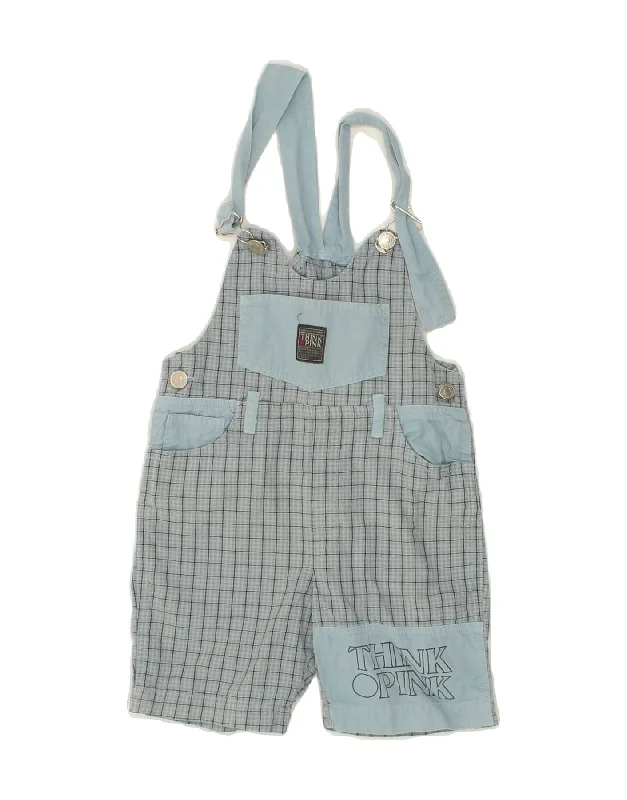 THINK PINK Baby Boys Graphic Dungarees Shorts 18-24 Months W22 Blue Check