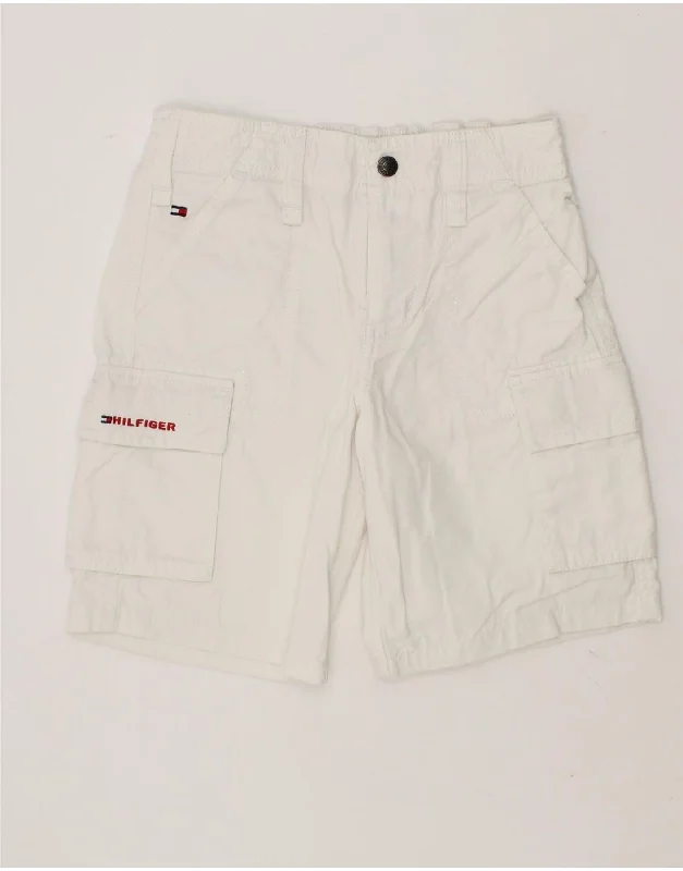 TOMMY HILFIGER Boys Graphic Cargo Shorts 5-6 Years Large W22  White Cotton