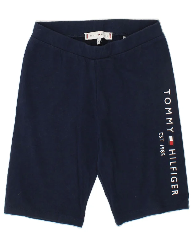 TOMMY HILFIGER Boys Graphic Sport Shorts 7-8 Years Navy Blue Cotton