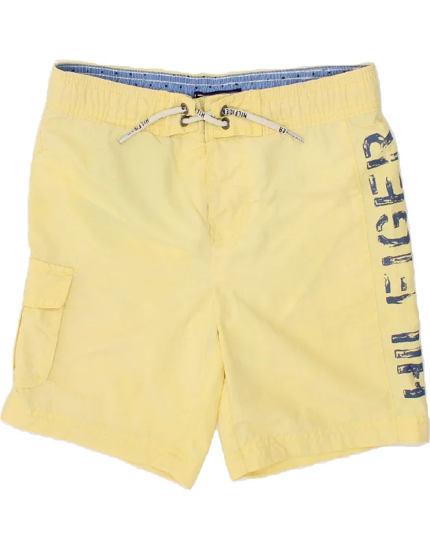 TOMMY HILFIGER Boys Graphic Swimming Shorts 9-10 Years Yellow Nylon